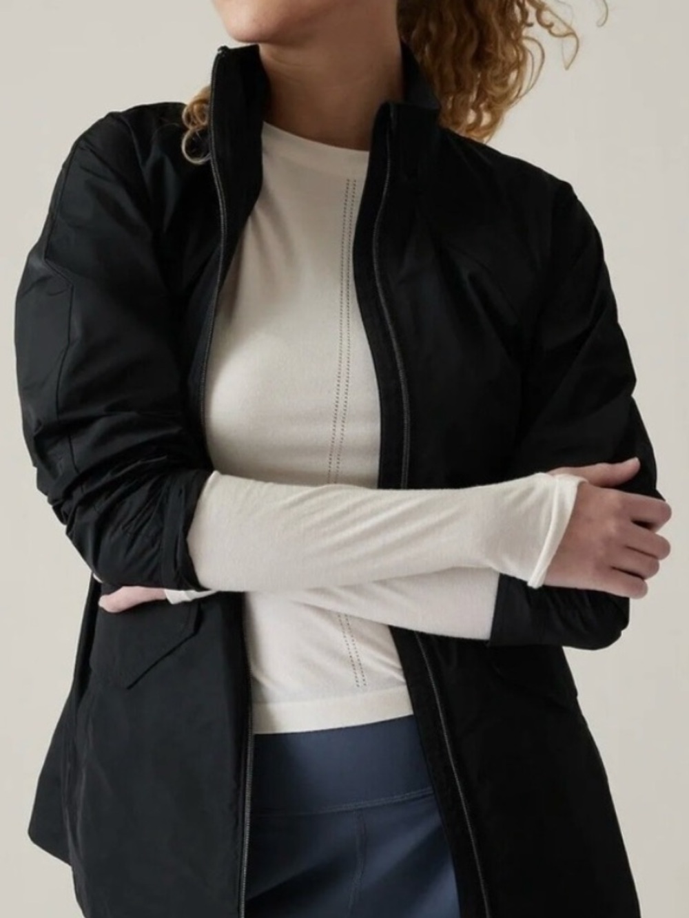 Athleta Westerly Jacket Black Full Zip Extra Small